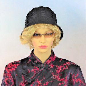 City Hunter Black Distressed Ragged Style Bucket Hat